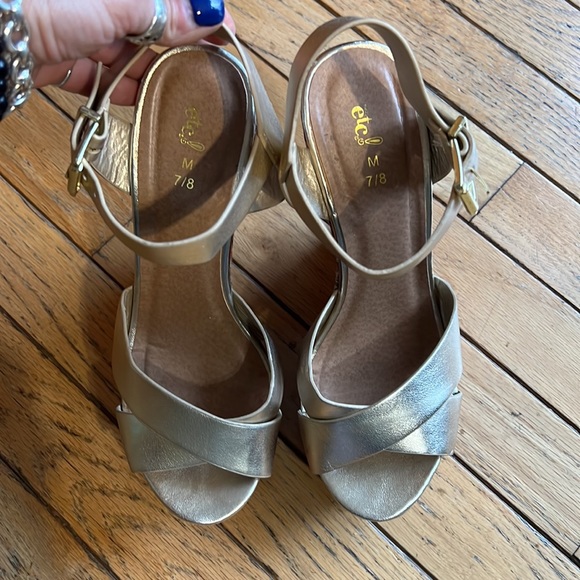 Rue 21 etc. Shoes Metallic Light Gold Boho Platform Wedge Heel